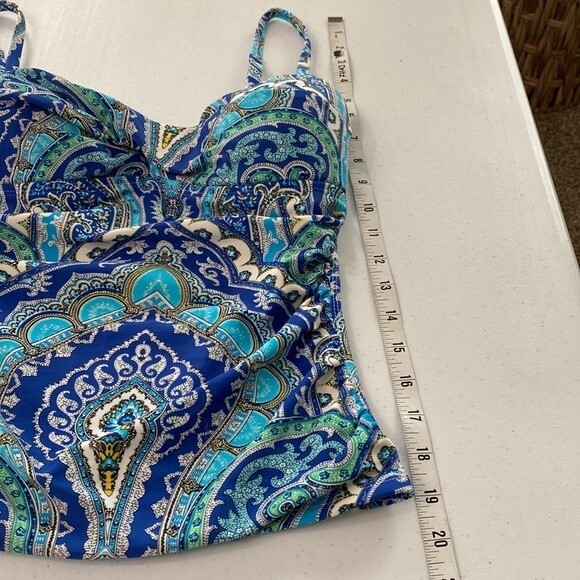 Tommy Bahama Relax Paisley Floral Tankini Swimsuit Adjustable Straps Padded Ruch - Picture 11 of 13
